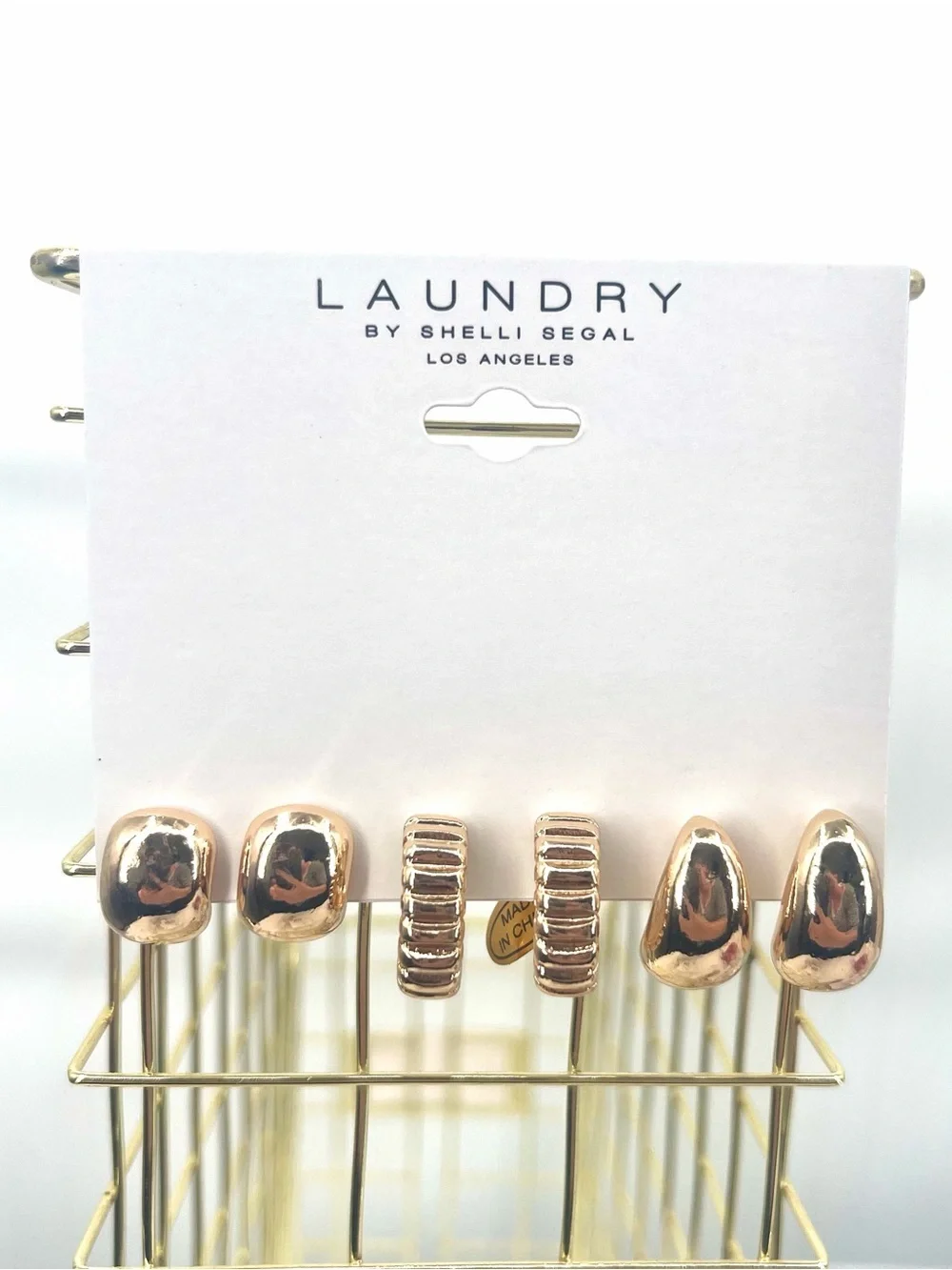 Laundry by Shelli Segal NWT 3 piece hoop gold tone earring set